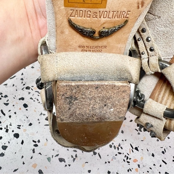 Zadig & Voltaire Parke Suede Leather Chain Pointed Studded Women’s Booties Sz 8 - Picture 11 of 15